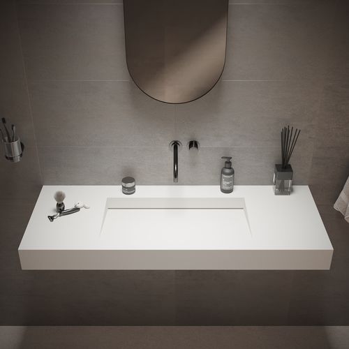 Подвесная раковина - 280177 SOLIDSQUARE-120 - IDEAVIT B.V - из Solid Surface / прямоугольная / современная