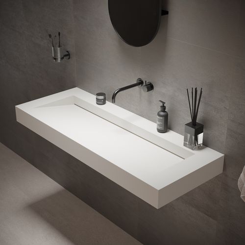 Подвесная раковина - 290122 SOLIDSQUARE B-10 - IDEAVIT B.V - из Solid Surface / прямоугольная / современная