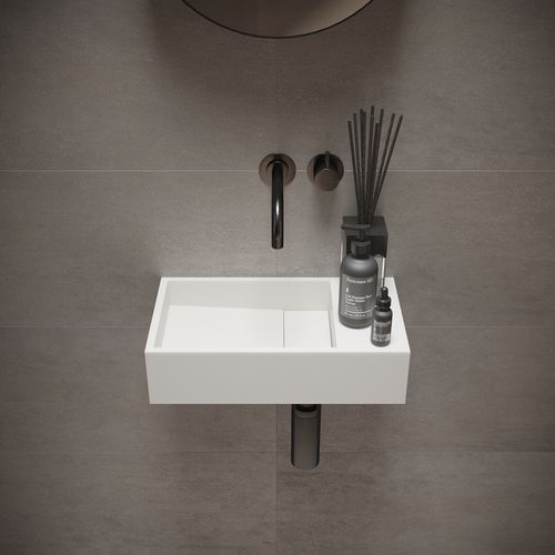 Подвесная раковина - 290083 SOLIDCUBE - IDEAVIT B.V - из Solid Surface / прямоугольная / без отверстия