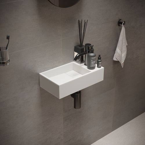 Подвесная раковина - 280172  SOLIDCUBE - IDEAVIT B.V - из Solid Surface / прямоугольная / 1 отверстие