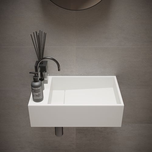 Подвесная раковина - 276047 SOLIDCUBE-50 - IDEAVIT B.V - из Solid Surface / прямоугольная / 1 отверстие