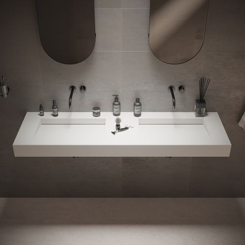Подвесная раковина - 280178 SOLIDSQUARE-150 - IDEAVIT B.V - из Solid Surface / двойная / прямоугольная
