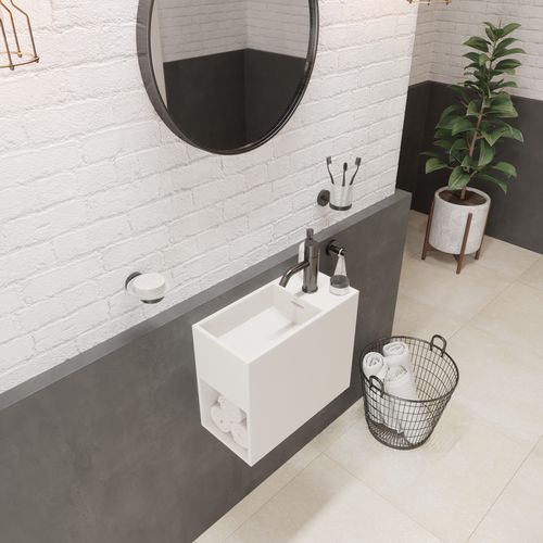 Подвесная раковина - 280173 SOLIDWASH-H - IDEAVIT B.V - из Solid Surface / с полкой / прямоугольная