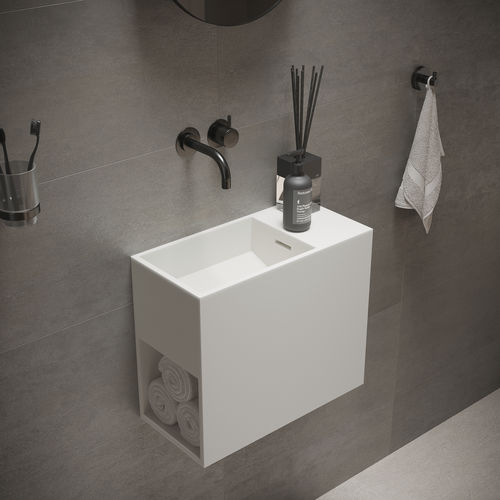 Подвесная раковина - 290102 SOLIDWASH - IDEAVIT B.V - из Solid Surface / с полкой / прямоугольная