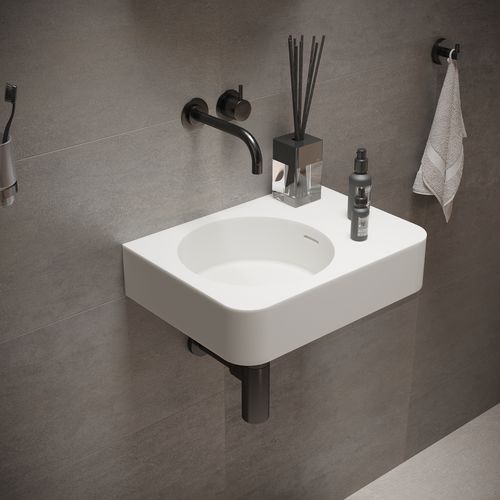 Подвесная раковина - 284223 SOLIDBRIO-45 - IDEAVIT B.V - из Solid Surface / со встроенной столешницей / прямоугольная