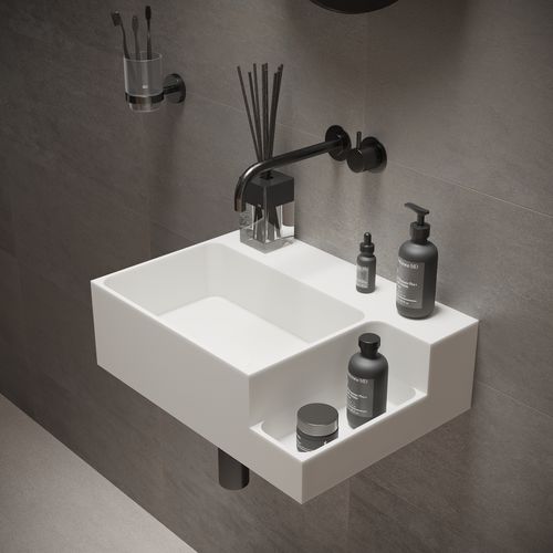 Подвесная раковина - 290274 SOLIDDUAL 1.0 - IDEAVIT B.V - из Solid Surface / с полкой / прямоугольная
