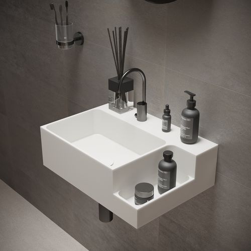 Подвесная раковина - 290274 SOLIDDUAL 1.0 H - IDEAVIT B.V - из Solid Surface / прямоугольная / 1 отверстие
