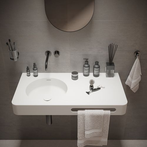 Подвесная раковина - 281622 SOLIDBRIO-90 - IDEAVIT B.V - из Solid Surface / со встроенной столешницей / со встроенными полотенцесушителями