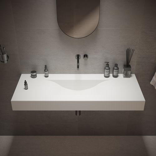 Подвесная раковина - 290268 SOLIDVOLO-120 - IDEAVIT B.V - из Solid Surface / со встроенной столешницей / прямоугольная