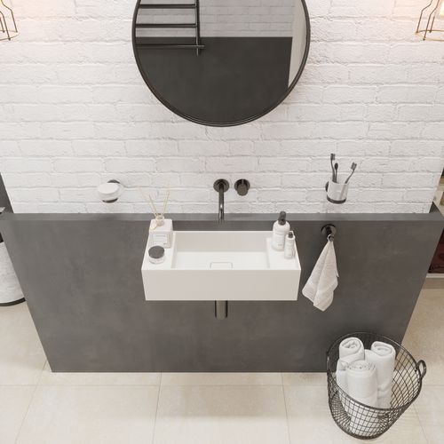 Подвесная раковина - 290280 SOLIDBLISS-55 WM - IDEAVIT B.V - из Solid Surface / прямоугольная / без отверстия