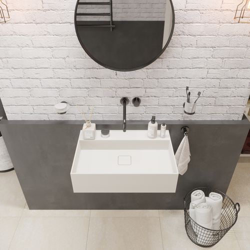 Подвесная раковина - 290281 SOLIDBLISS-60 - IDEAVIT B.V - из Solid Surface / прямоугольная / 1 отверстие