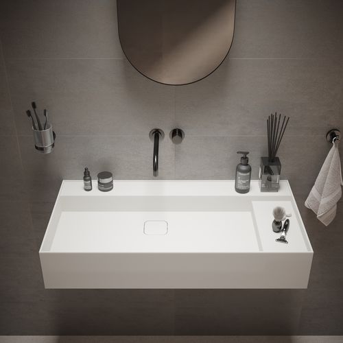 Подвесная раковина - 290282 SOLIDBLISS-90 WM - IDEAVIT B.V - из Solid Surface / прямоугольная / без отверстия