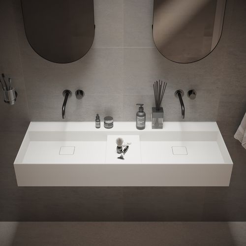 Подвесная раковина - 290283 SOLIDBLISS-120D - IDEAVIT B.V - из Solid Surface / двойная / прямоугольная