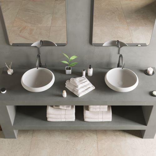 Настольная раковина - 280180 SOLIDEGO-40R - IDEAVIT B.V - из Solid Surface / круглая / без отверстия