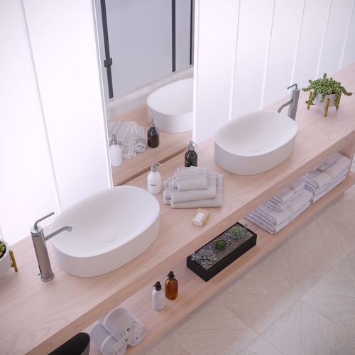 Настольная раковина - 290230 SOLIDCLIFF-50 - IDEAVIT B.V - из Solid Surface / овальная / без отверстия