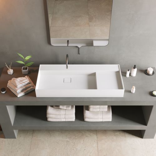 Настольная раковина - 290341 Solidbliss-100FS - IDEAVIT B.V - из Solid Surface / со встроенной столешницей / прямоугольная