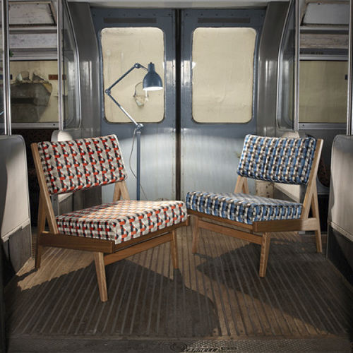 Обивочная ткань - UNDERGROUND : PICCADILLY - Kirkby Design - c геометрическим рисунком / из бархата / огнестойкая