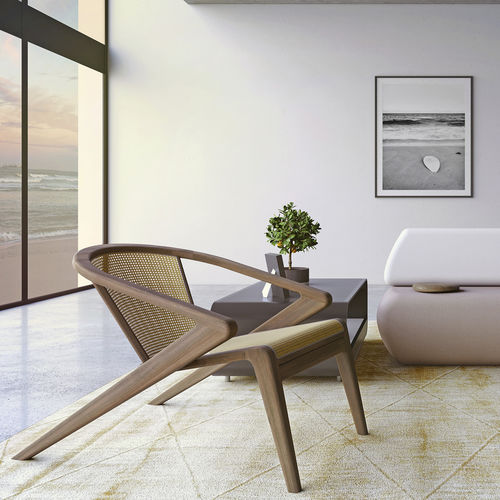 Современное кресло - P.R. LOUNGE STRAW - AROUNDtheTREE Design - из ивы / из цельной древесины / с опорой для ступней