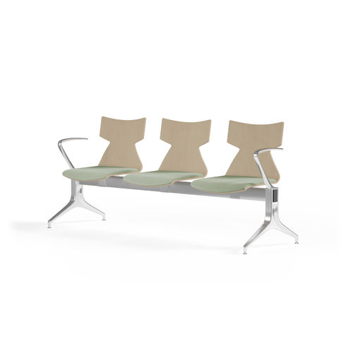 Сидения на опоре из металла - KIMBOX WOOD BENCH - KASTEL srl - из ткани / из дерева / 3 места
