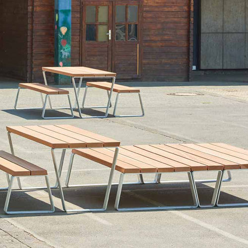 Современный комплект стол-лавки - Campus levis  - Gem. Westeifel Werke GmbH - из гальванизированной стали / из лиственных пород дерева / из стали, покрытой порошком