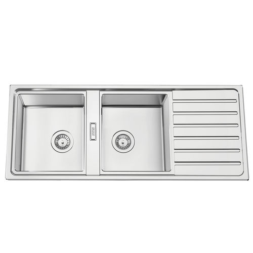 Кухонная раковина 2 чаши - FUSION 120 - RODI HOME – kitchen sinks and accessories - с сушкой / из полированной нержавеющей стали / встраиваемая сверху
