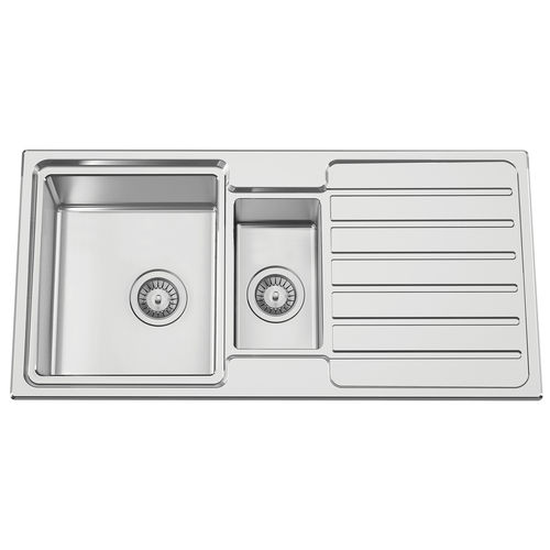 Кухонная раковина 2 чаши - FUSION 100 - RODI HOME – kitchen sinks and accessories - с сушкой / из полированной нержавеющей стали / встраиваемая сверху