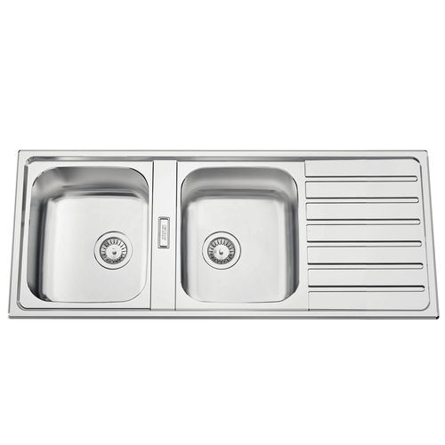 Кухонная раковина 2 чаши - URBAN 120 - RODI HOME – kitchen sinks and accessories - с сушкой / из полированной нержавеющей стали / встраиваемая сверху