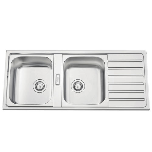 Кухонная раковина 2 чаши - URBAN 116 - RODI HOME – kitchen sinks and accessories - с сушкой / из полированной нержавеющей стали / встраиваемая сверху