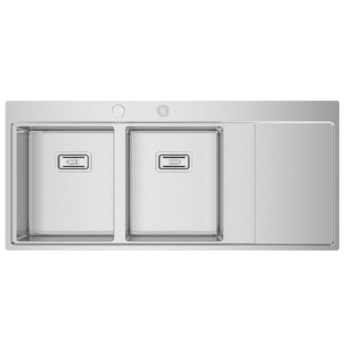 Кухонная раковина 2 чаши - XERON 116 - RODI HOME – kitchen sinks and accessories - с сушкой / из матового алюминия / встраиваемая сверху