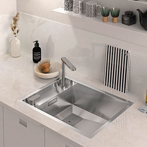 Кухонная раковина 1 чаша - INVISIBLE 50 - RODI HOME – kitchen sinks and accessories - без сушки / из матового алюминия / встраиваемая сверху