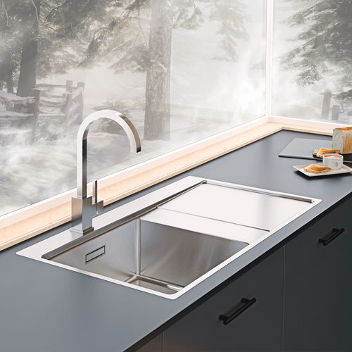 Кухонная раковина 1 чаша - XERON 86 - RODI HOME – kitchen sinks and accessories - с сушкой / из матового алюминия / встраиваемая сверху
