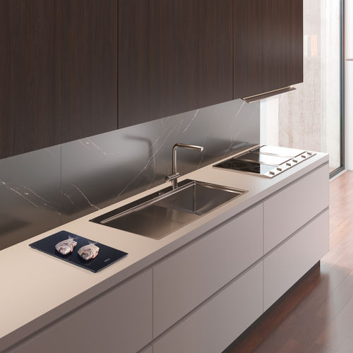 Кухонная раковина 1 чаша - XERON 105 - RODI HOME – kitchen sinks and accessories - с сушкой / из матового алюминия / встраиваемая сверху