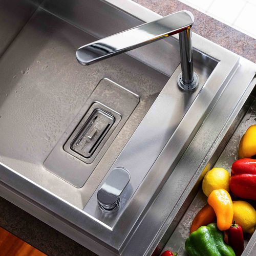 Настольный однорычажный смеситель - BOX QS 3000 - RODI HOME – kitchen sinks and accessories - из нержавеющей стали / для кухни / 2 отверстия