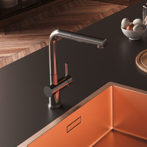Настольный однорычажный смеситель - LINE MN 807 - RODI HOME – kitchen sinks and accessories - из нержавеющей стали / для кухни / 1 отверстие