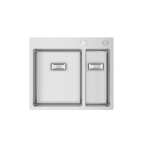 Кухонная раковина 2 чаши - BOX LUX 56 - RODI HOME – kitchen sinks and accessories - без сушки / из матового алюминия / встраиваемая сверху