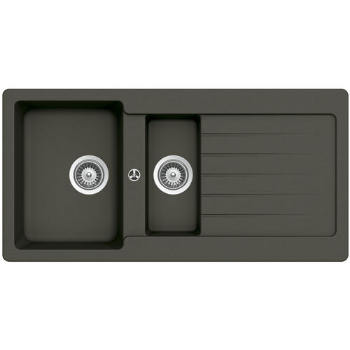 Кухонная раковина 2 чаши - 100 ASPHALT - RODI HOME – kitchen sinks and accessories - с сушкой / из композита / встраиваемая сверху