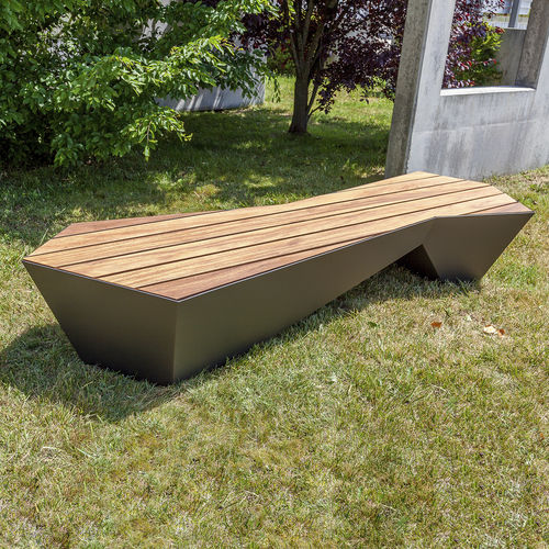 Современная общественная скамейка - SKEW : 610 - SIT Urban Design - из дерева / из железа