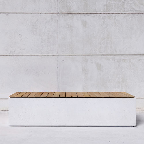 Современная общественная скамейка - BOX W: 102.W - SIT Urban Design - из дерева / из железа / из бетона