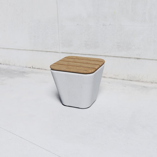 Табурет минималистский дизайн - SMOOTH: 593.W - SIT Urban Design - из цельной древесины / с основанием из бетона / с центральной опорой