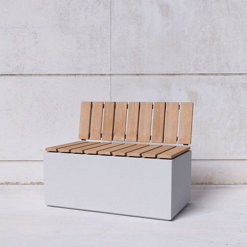 Современная общественная скамейка - Box to Box 112 WB - SIT Urban Design - из дерева / из бетона / со спинкой