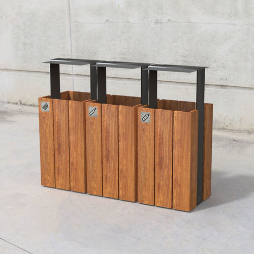 Мусорный контейнер из металла - Wade 621C ECO - SIT Urban Design - из дерева / для наружного применения / с сортировкой