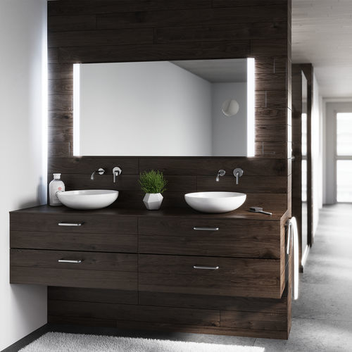 Настенное зеркало для ванной комнаты - RIVA XL - BISELARTE - современное / прямоугольное / серое