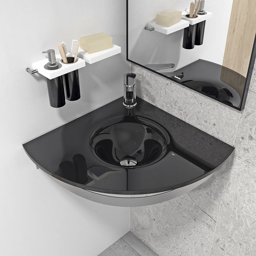 Настенная раковина - VEZ - BISELARTE - из стекла / со встроенной столешницей / глянцевая