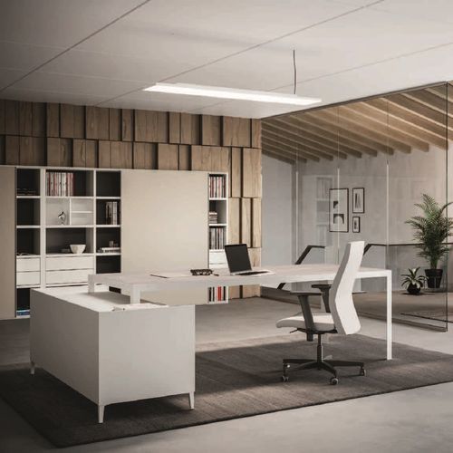 Директорский рабочий стол - MINIMAL - UFFICIO DESIGN ITALIA - современный / из меламина / из стекла