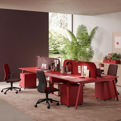 Рабочий стол для офисов открытого типа - WORK - UFFICIO DESIGN ITALIA - напольный / для 4 человек / современный