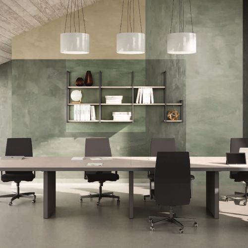 Современный стол для собраний - MINIMAL - UFFICIO DESIGN ITALIA - из меламина / из стекла / с основанием из алюминия