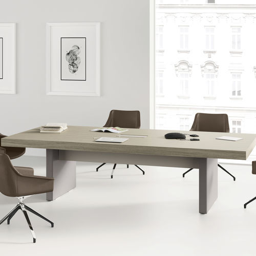 Современный стол для собраний - CONTACT - UFFICIO DESIGN ITALIA - из меламина / с основанием из кожи / прямоугольный