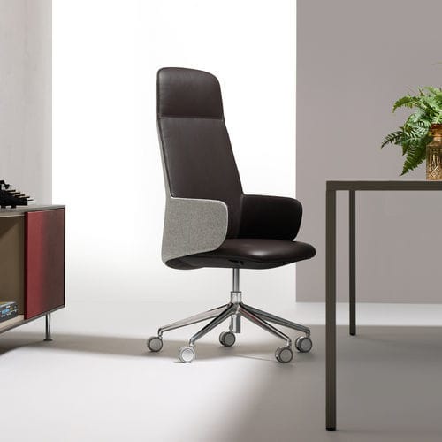 Современное директорское кресло - LOOK - UFFICIO DESIGN ITALIA - из кожи / с высокой спинкой / серое