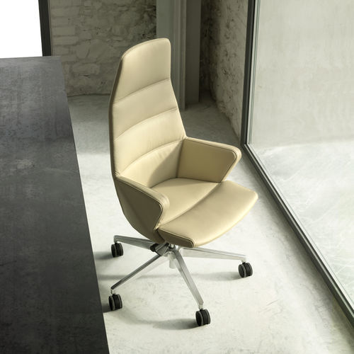 Современное директорское кресло - YES - UFFICIO DESIGN ITALIA - из кожи / из ткани / с высокой спинкой