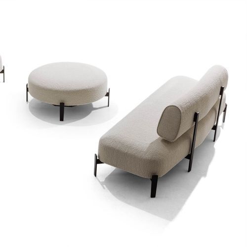 Современный табурет - OSCAR - True Design srl - из ткани / с основанием из металла / круглый